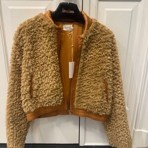 New w/ Tag Flannel America Mika Faux Fur Bomber Jacket - Size Small MSRP $750